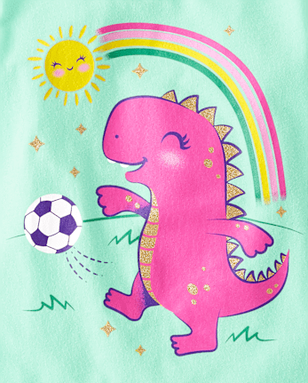 Baby And Toddler Girls Dino Soccer Graphic Tee