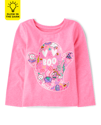 Baby And Toddler Girls Glow Ghost Boo Graphic Tee