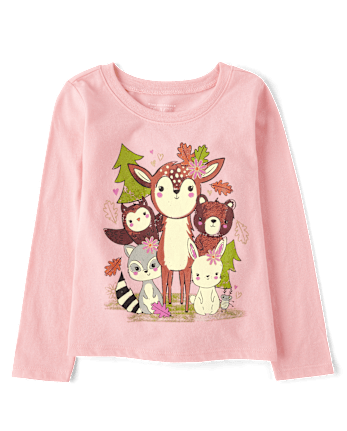 Baby And Toddler Girls Animal Graphic Tee