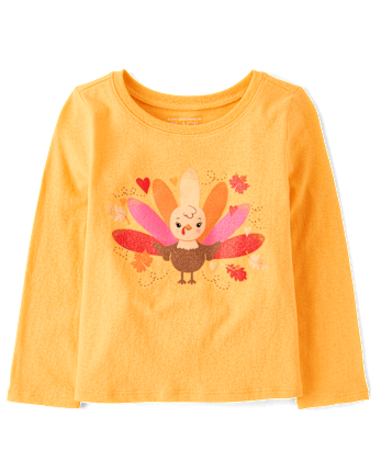 Camiseta con estampado de pavo para bebés y niñas pequeñas