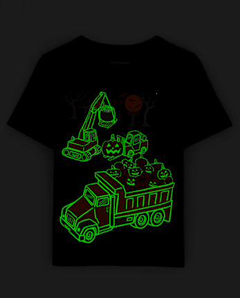 Baby And Toddler Boys Glow Halloween Construction Graphic Tee