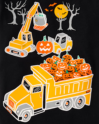 Baby And Toddler Boys Glow Halloween Construction Graphic Tee