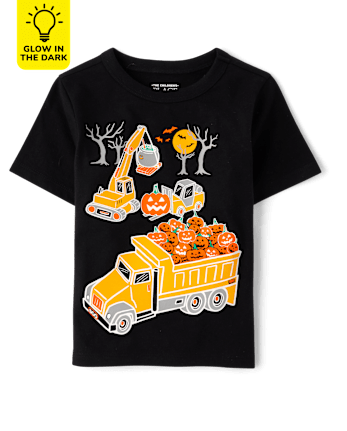 Baby And Toddler Boys Glow Halloween Construction Graphic Tee