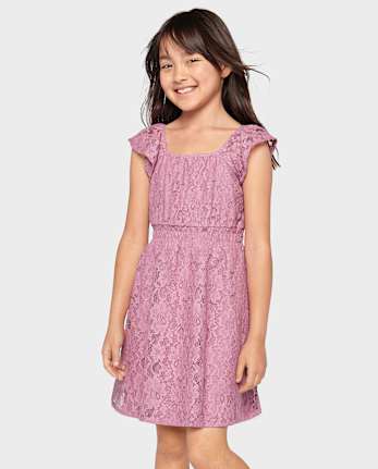 Girls Lace Smocked Dress