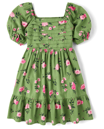 Vestidos Niña Floral Plisado Volantes