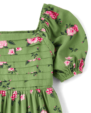 Vestidos Niña Floral Plisado Volantes