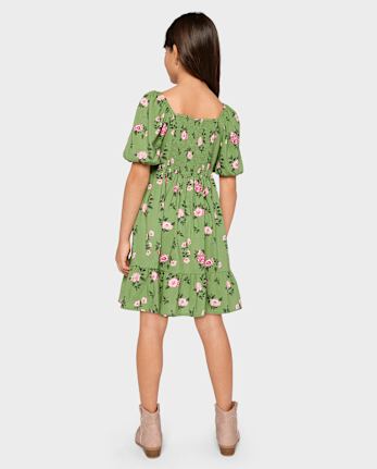 Vestidos Niña Floral Plisado Volantes
