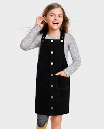 SweatyRocks Girls' Corduroy Overall Dress - Sleeveless Suspender Jumper