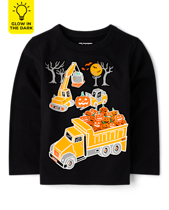 Baby And Toddler Boys Glow Halloween Construction Graphic Tee