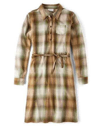 Womens Matching Family Plaid Flannel Shirt Dress