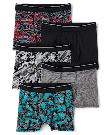 Boys Print Performance Boxer Briefs 5-Pack