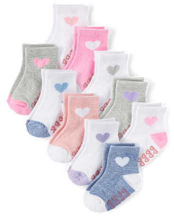 Baby And Toddler Girls Heart Midi Socks 10-Pack