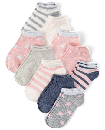 Girls Foil Star Ankle Socks 10-Pack