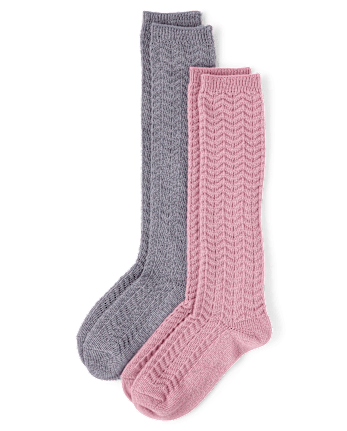 Girls Pointelle Boot Socks 2-Pack