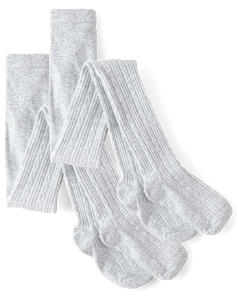 Girls Cable Knit Tights 2-Pack