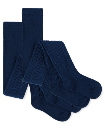 Girls Cable Knit Tights 2-Pack