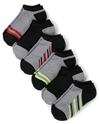 Boys Striped Cushioned Ankle Socks 6-Pack