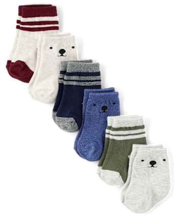 Baby Boys Bear Midi Socks 6-Pack
