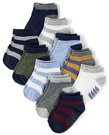 Baby And Toddler Boys Striped Ankle Socks 10-Pack