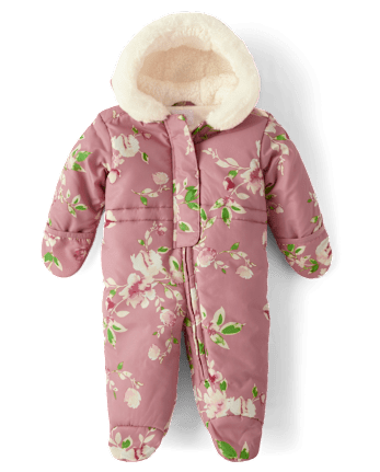 Baby Girls Floral Snowsuit