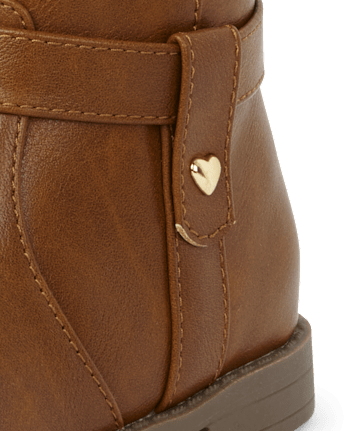 Bottes hautes à clous en forme de cœur pour petites filles