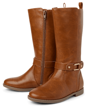 Girls Buckle Tall Boots TAN The Children s Place