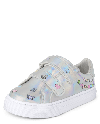 Toddler Girls Holographic Doodle Low Top Sneakers