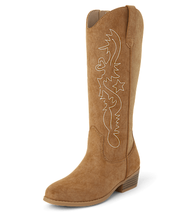 Girls Stitched Tall Cowgirl Boots TAN The Children s Place