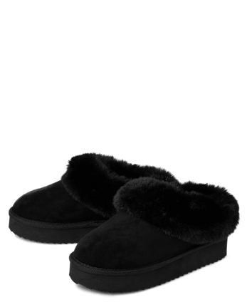 Girls Platform Teddy Slip Ons