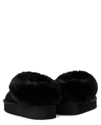 Girls Platform Teddy Slip Ons