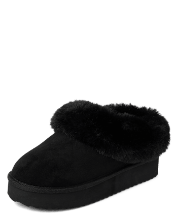 Girls Platform Teddy Slip Ons