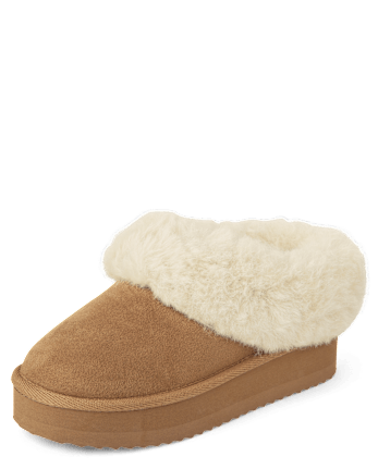 Girls Platform Teddy Slip Ons