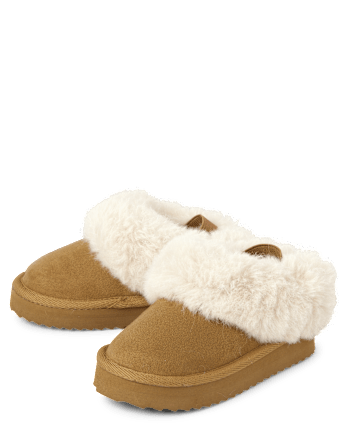 Toddler Girls Platform Teddy Slip Ons