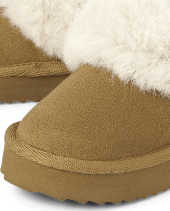 Toddler Girls Platform Teddy Slip Ons