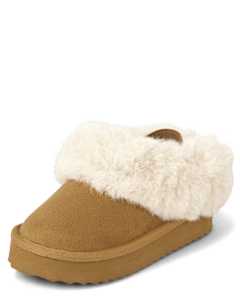 Toddler Girls Platform Teddy Slip Ons