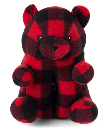 Unisex Toddler Matching Family Buffalo Plaid Bear Slippers