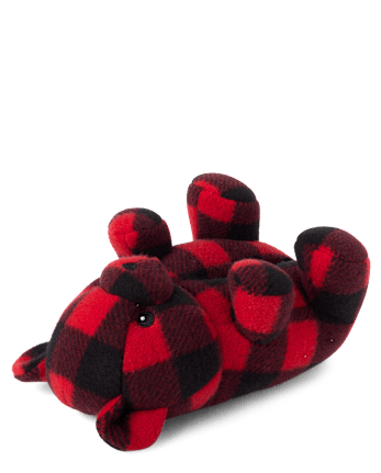 Unisex Toddler Matching Family Buffalo Plaid Bear Slippers