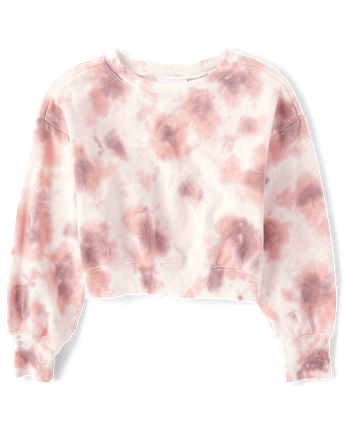 Girls Tie Dye Fleece Cropped Sweatshirt