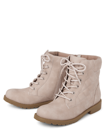 Girls Quilted Lace Up Booties