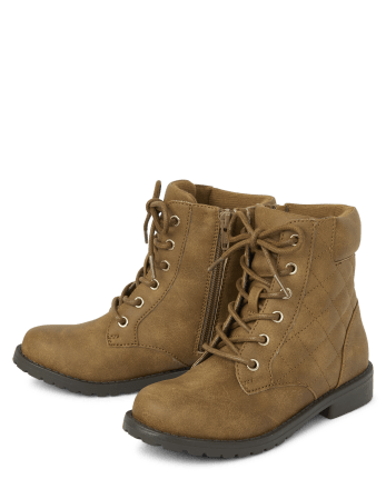Girls Quilted Lace Up Booties