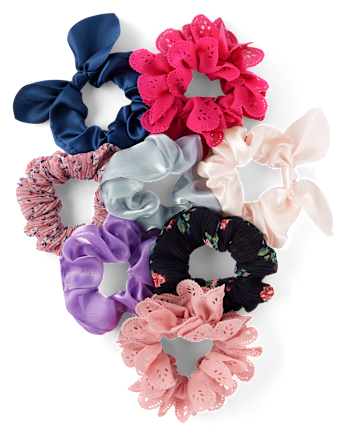 Girls Floral Scrunchie 8-Pack