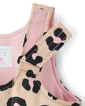 Toddler Girls Leopard Snow Overalls