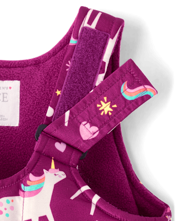 Toddler Girls Unicorn Snow Overalls