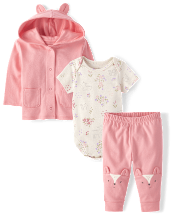 Baby Girls Floral Deer 3-Piece Outfit Set