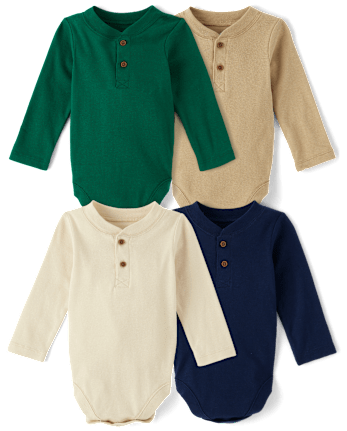 Baby Boys Henley Bodysuit 4-Pack