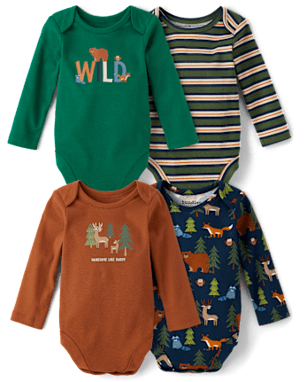 Baby Boys Forest Bodysuit 4-Pack
