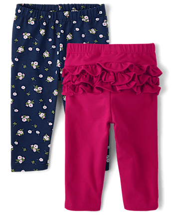 Baby Girls Floral Ruffle Leggings 2-Pack