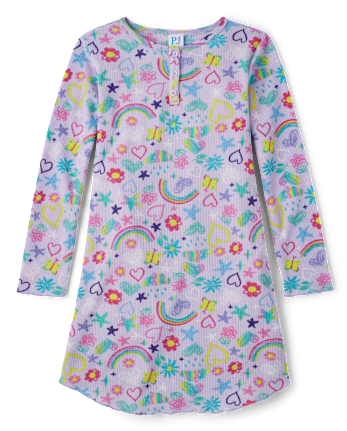 Girls Doodle Thermal Henley Nightgown