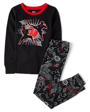 Boys Long Sleeve Ninja Snug Fit Cotton Pajamas BLACK The Children s Place