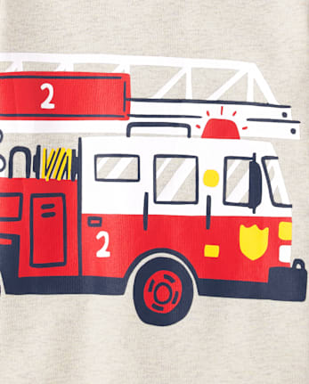 Baby And Toddler Boys Fire Truck Snug Fit Cotton Pajamas